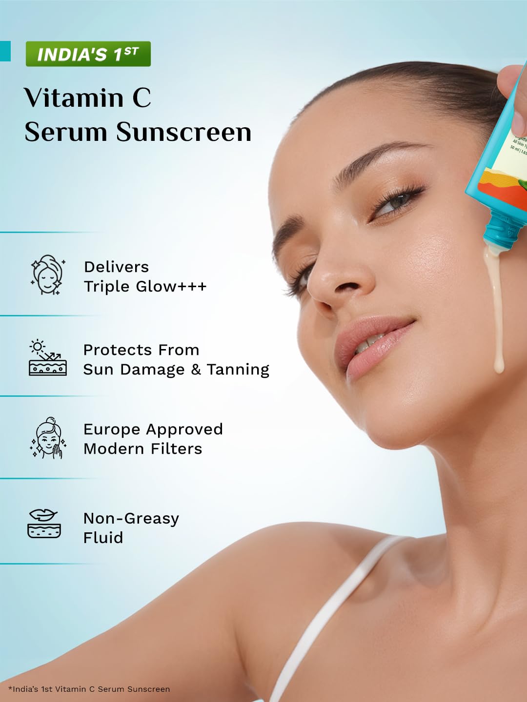 Pilgrim 5% Vitamin C Brightening Serum Sunscreen SPF 50+ PA++++ with Niacinamide & Glutathione | InVivo Tested New Gen UV Fil