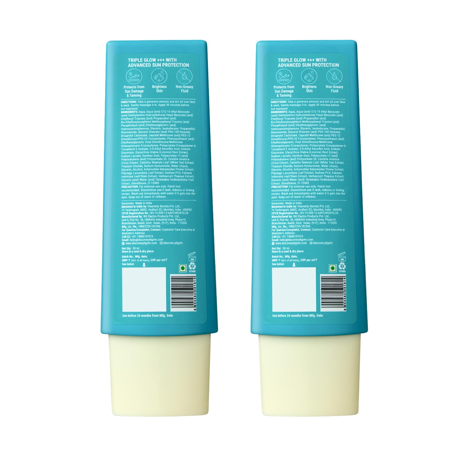 Pilgrim 5% Vitamin C Brightening Serum Sunscreen SPF 50+ PA++++ with Niacinamide & Glutathione | InVivo Tested New Gen UV Fil
