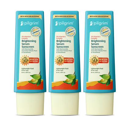 Pilgrim 5% Vitamin C Brightening Serum Sunscreen SPF 50+ PA++++ with Niacinamide & Glutathione | InVivo Tested New Gen UV Fil
