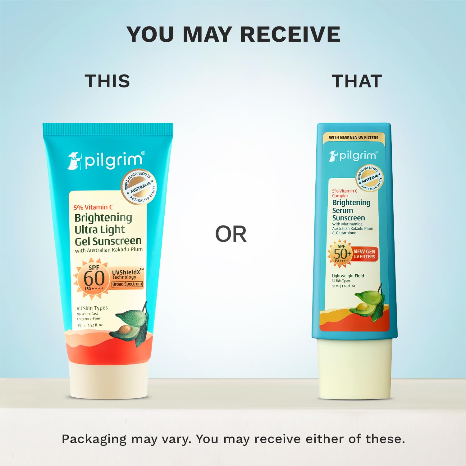 Pilgrim 5% Vitamin C Brightening Serum Sunscreen SPF 50+ PA++++ with Niacinamide & Glutathione | InVivo Tested New Gen UV Fil
