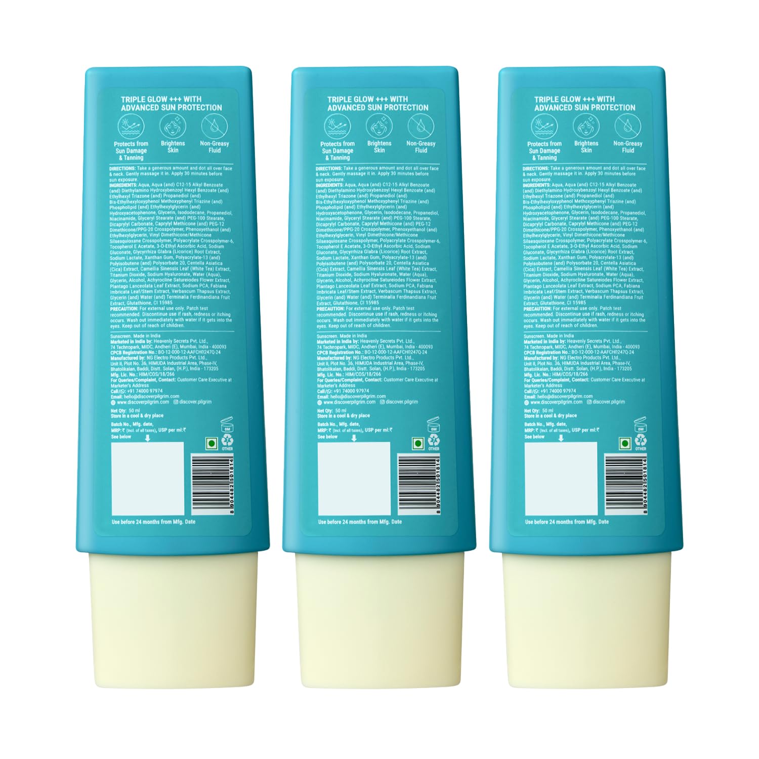 Pilgrim 5% Vitamin C Brightening Serum Sunscreen SPF 50+ PA++++ with Niacinamide & Glutathione | InVivo Tested New Gen UV Fil