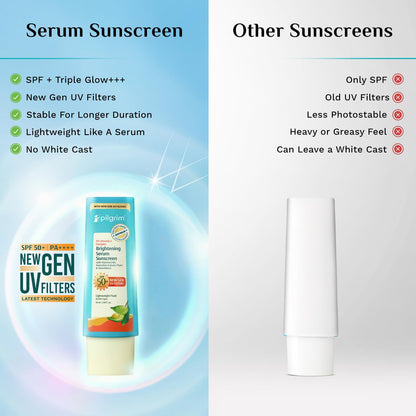 Pilgrim 5% Vitamin C Brightening Serum Sunscreen SPF 50+ PA++++ with Niacinamide & Glutathione | InVivo Tested New Gen UV Fil