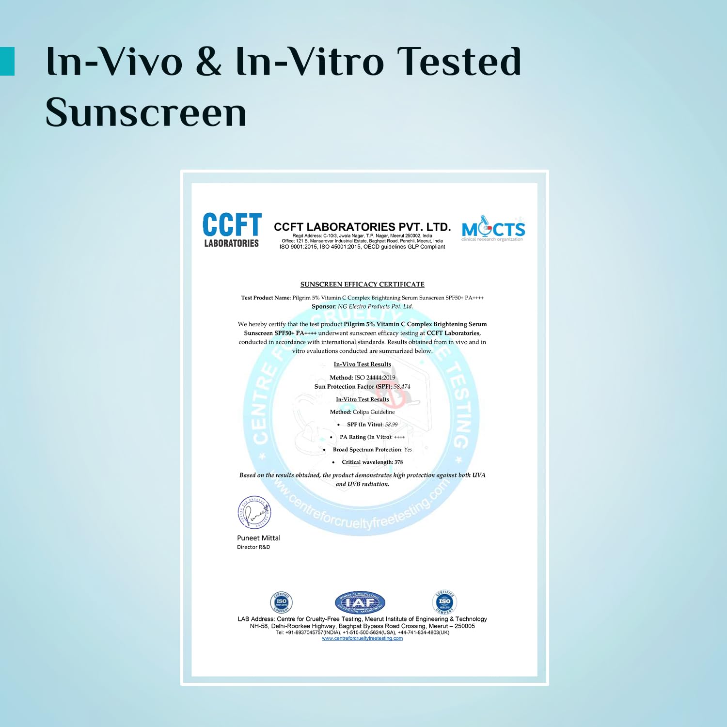 Pilgrim 5% Vitamin C Brightening Serum Sunscreen SPF 50+ PA++++ with Niacinamide & Glutathione | InVivo Tested New Gen UV Fil