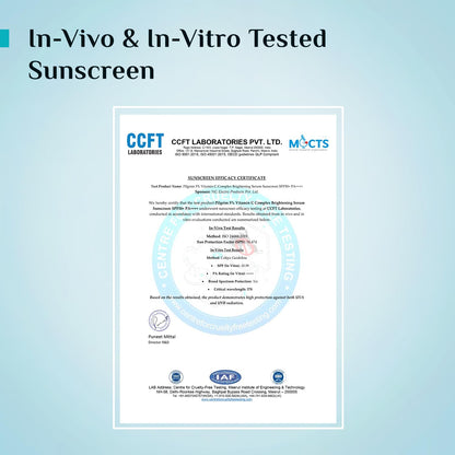 Pilgrim 5% Vitamin C Brightening Serum Sunscreen SPF 50+ PA++++ with Niacinamide & Glutathione | InVivo Tested New Gen UV Fil