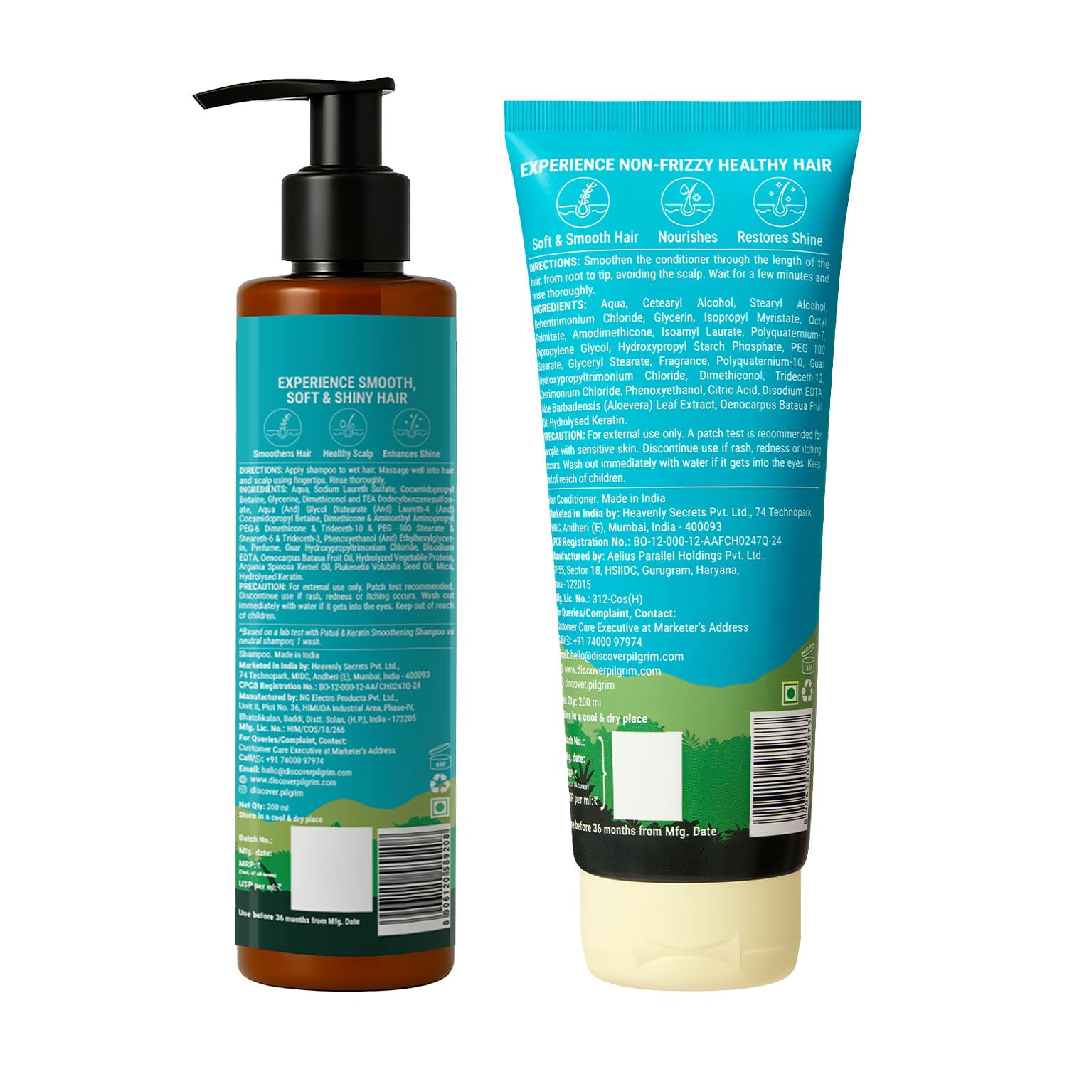 Pilgrim Advanced Patuá & Keratin Smoothing Shampoo And Conditioner, 2 Count - in use