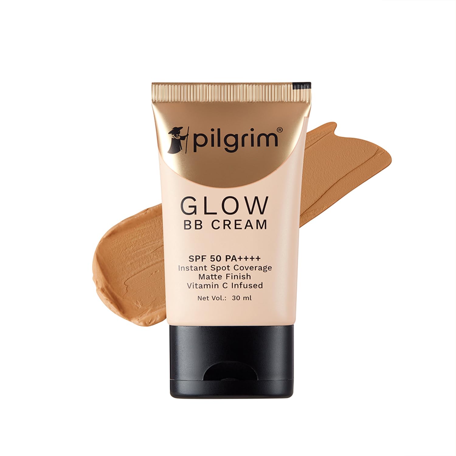 Pilgrim Almond Glow 3-In-1 Medium BB Cream SPF 50 PA++++ with Niacinamide, Hyaluronic Acid & Vitamin C, 30g