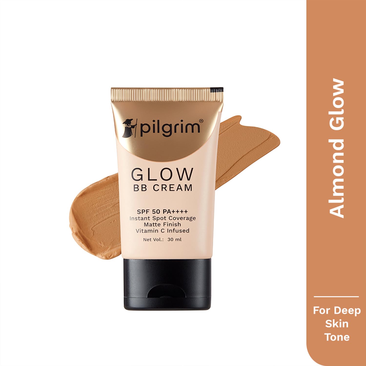 Pilgrim Almond Glow 3-In-1 Medium BB Cream SPF 50 PA++++ with Niacinamide, Hyaluronic Acid & Vitamin C, 30g - front view