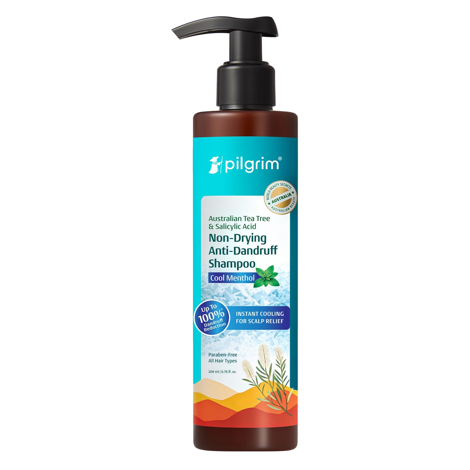 Pilgrim Anti-Dandruff Shampoo - Australian Tea Tree, Salicylic Acid, Menthol