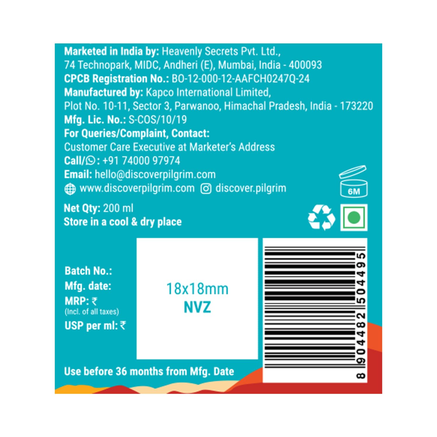 Pilgrim Anti-Dandruff Shampoo - Australian Tea Tree, Salicylic Acid, Menthol - back view (14)
