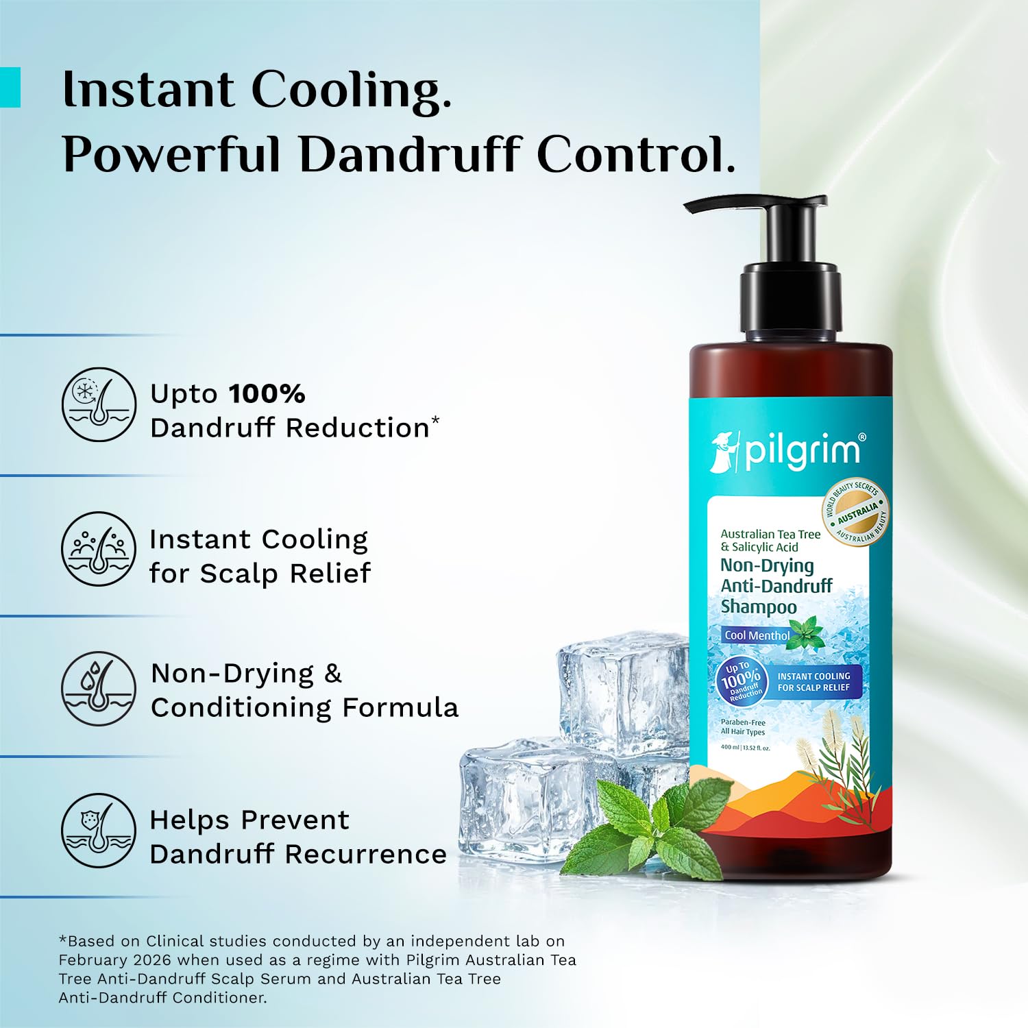 Pilgrim Anti-Dandruff Shampoo - Australian Tea Tree, Salicylic Acid, Menthol - back view (17)
