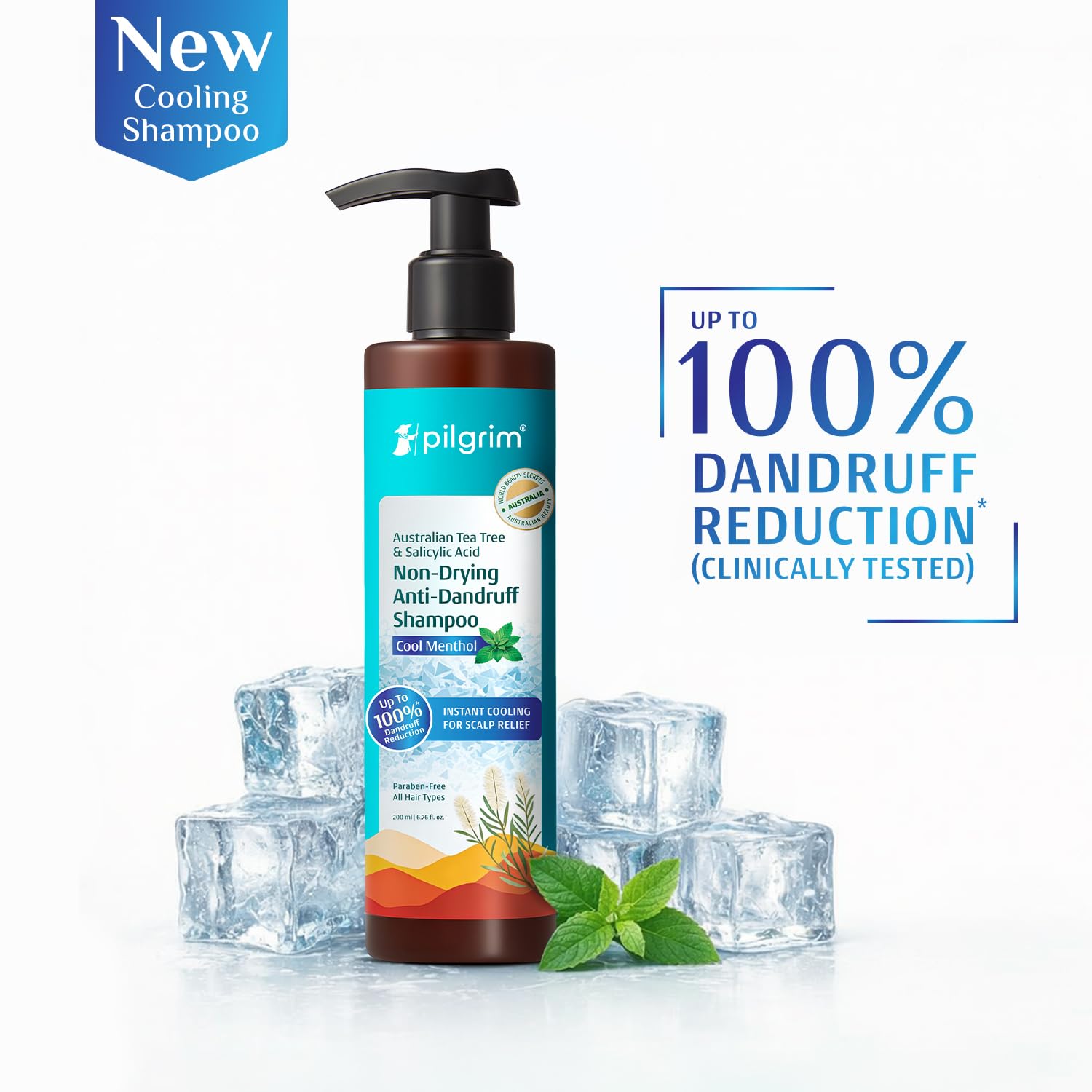 Pilgrim Anti-Dandruff Shampoo - Australian Tea Tree, Salicylic Acid, Menthol - front view