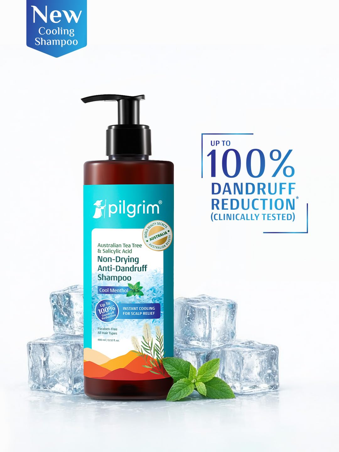 Pilgrim Anti-Dandruff Shampoo - Australian Tea Tree, Salicylic Acid, Menthol - front view (25)
