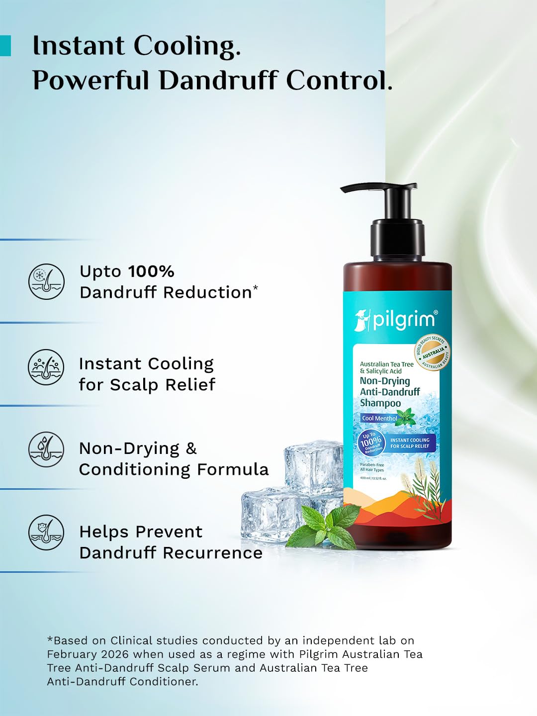 Pilgrim Anti-Dandruff Shampoo - Australian Tea Tree, Salicylic Acid, Menthol - back view (26)