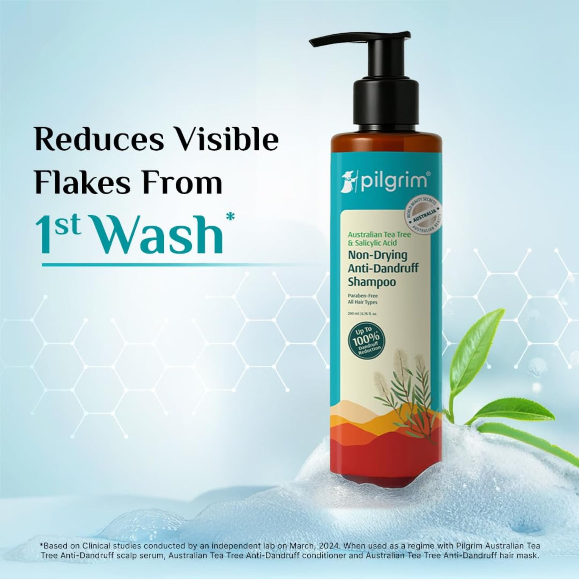 Pilgrim Anti-Dandruff Shampoo - Australian Tea Tree, Salicylic Acid, Menthol - close-up detail (38)