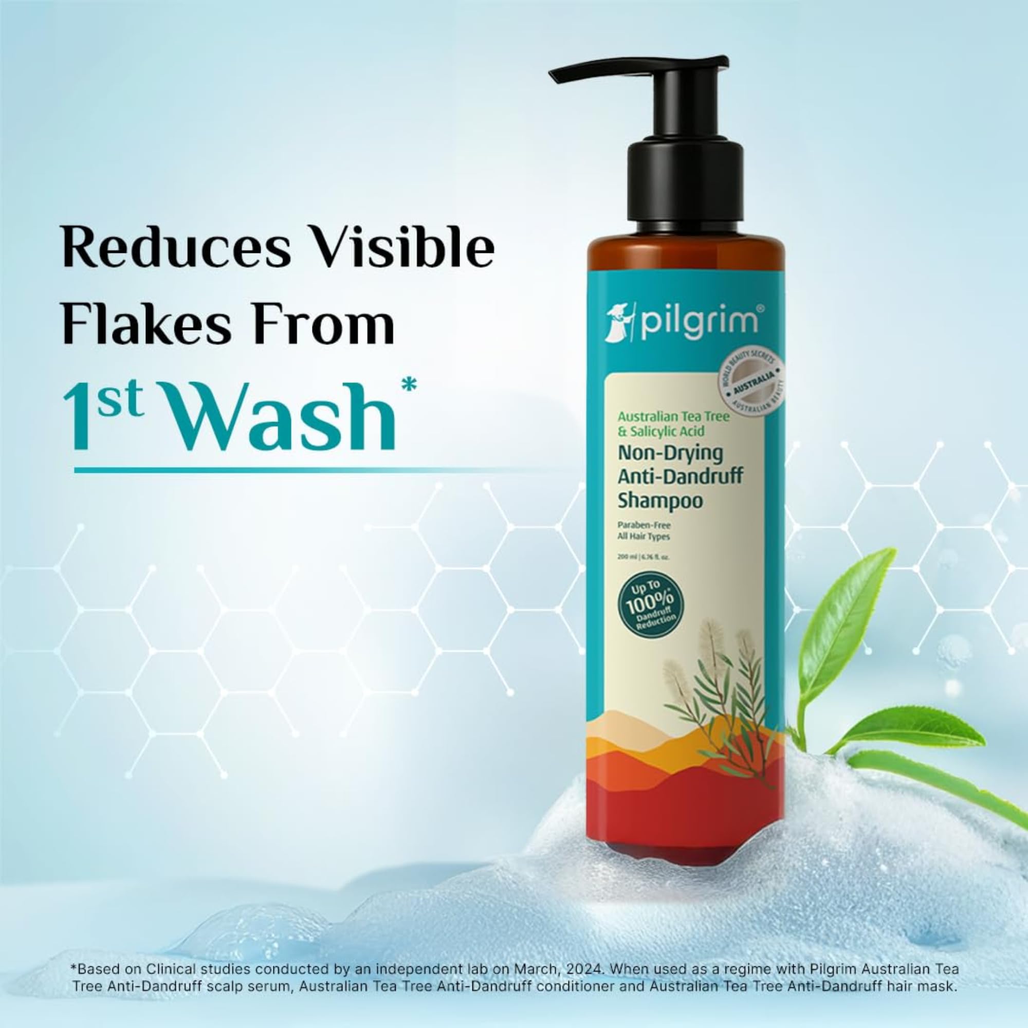 Pilgrim Anti-Dandruff Shampoo - Australian Tea Tree, Salicylic Acid, Menthol - close-up detail (38)