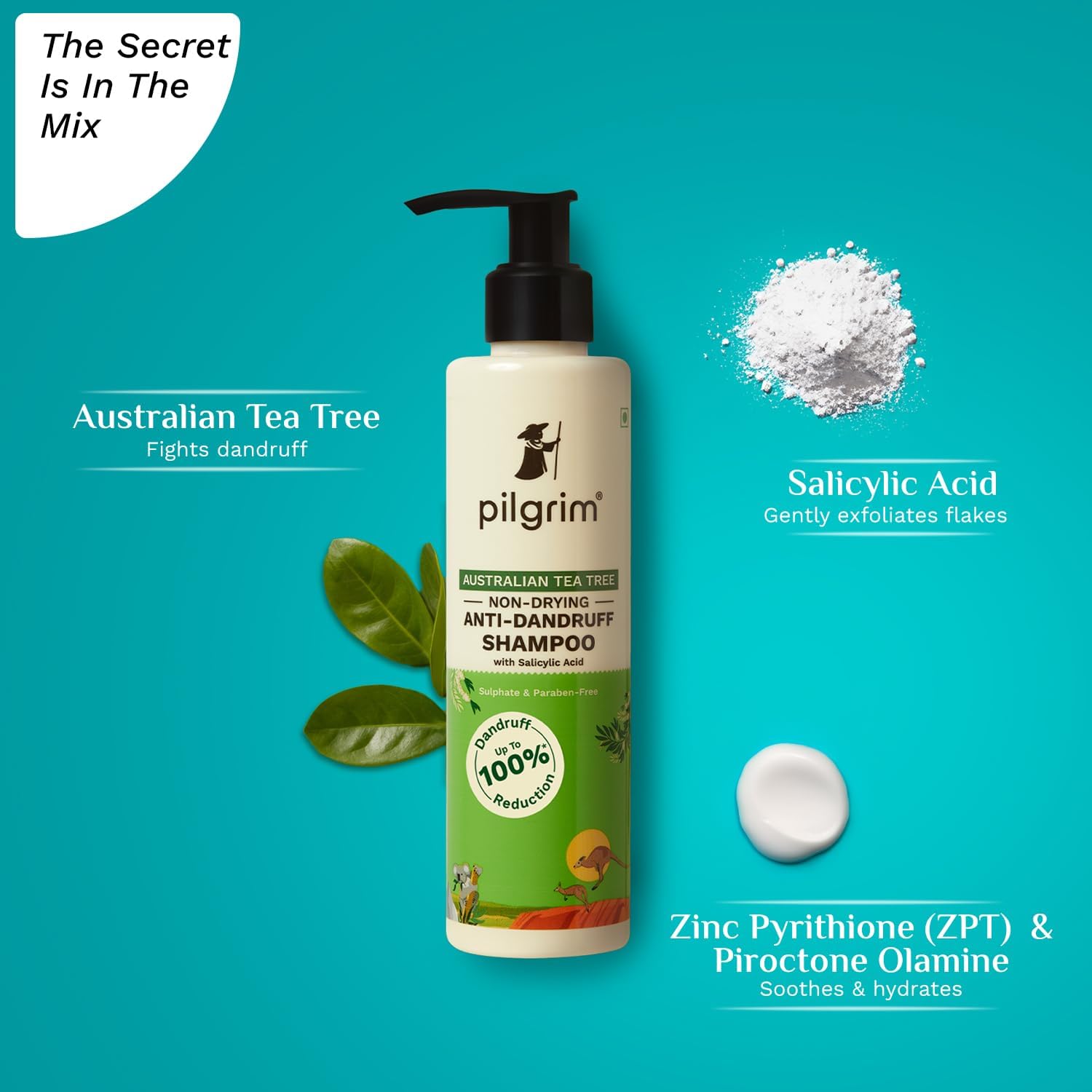 Pilgrim Anti-Dandruff Shampoo - Australian Tea Tree, Salicylic Acid, Menthol - back view (49)