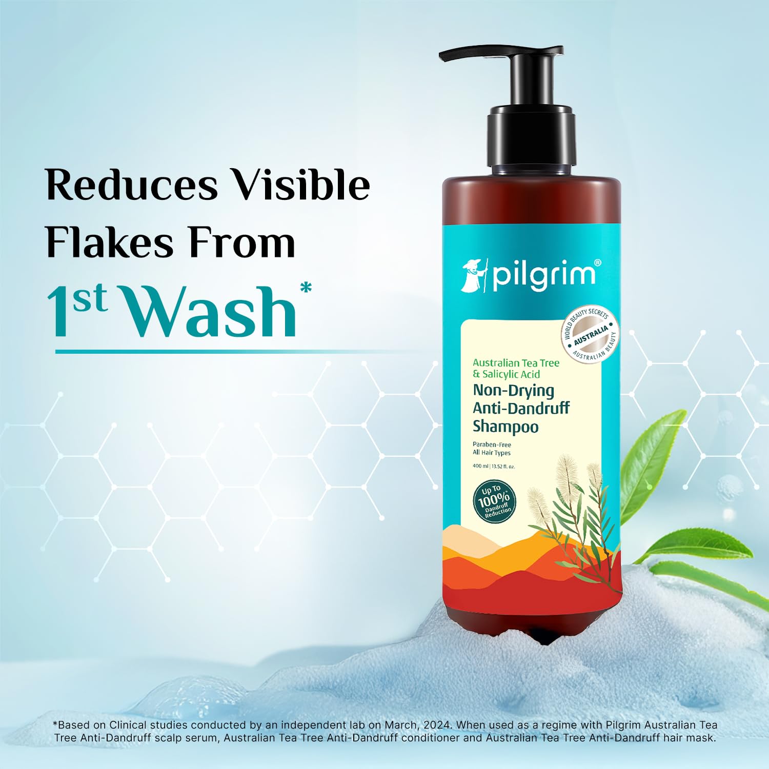 Pilgrim Anti-Dandruff Shampoo - Australian Tea Tree, Salicylic Acid, Menthol - ingredients panel (57)