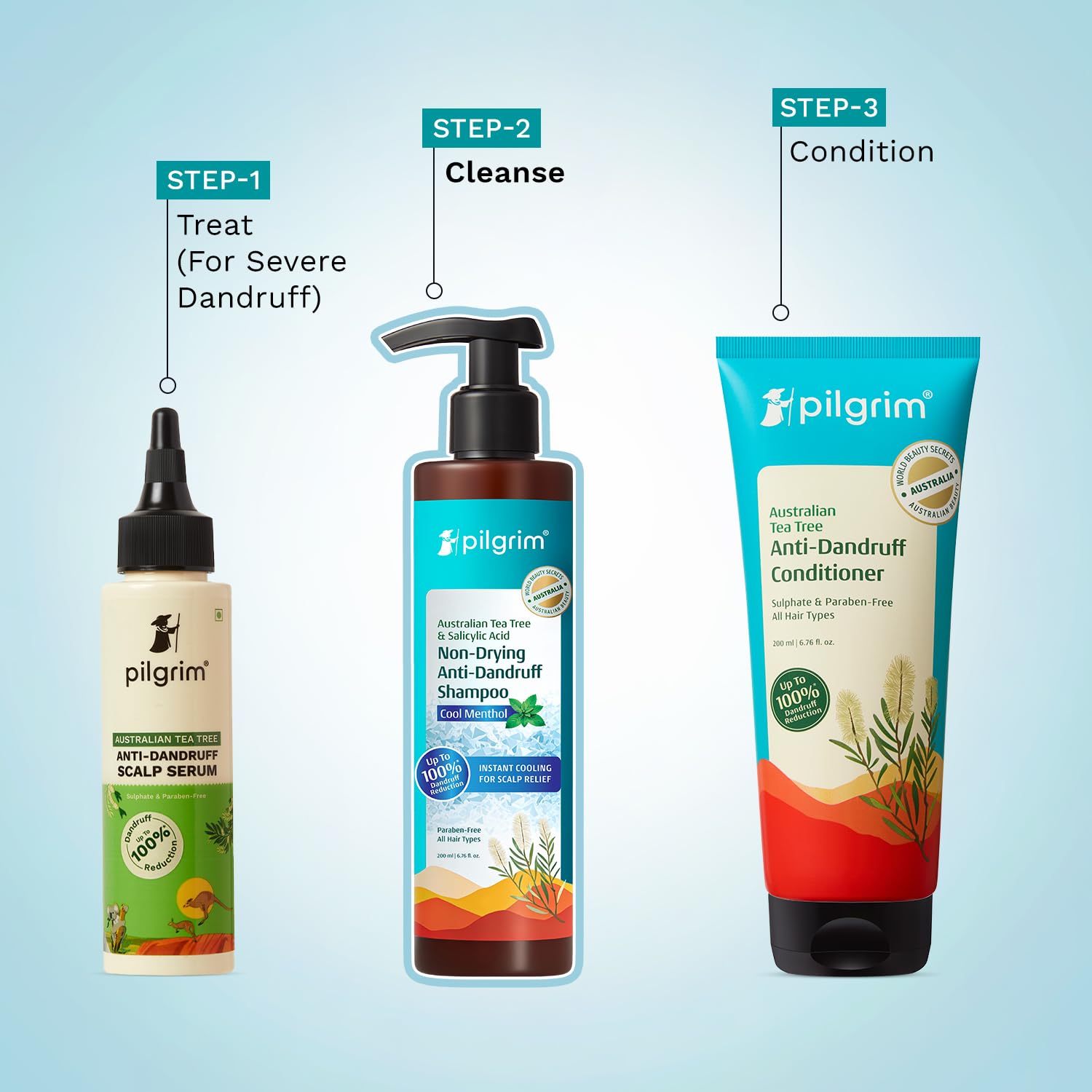 Pilgrim Anti-Dandruff Shampoo - Australian Tea Tree, Salicylic Acid, Menthol - in use