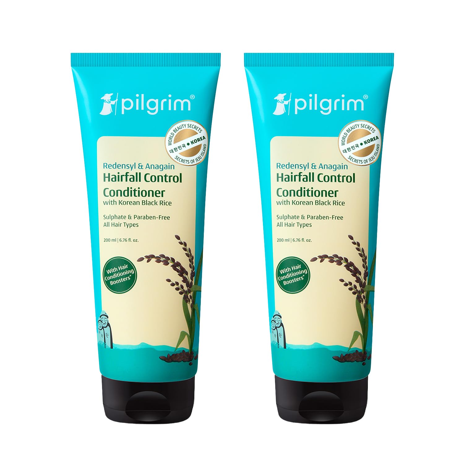 Pilgrim Anti Hairfall Conditioner with Redensyl & Anagain 200ml | Hairfall control conditioner with Black Korean Rice | Parab