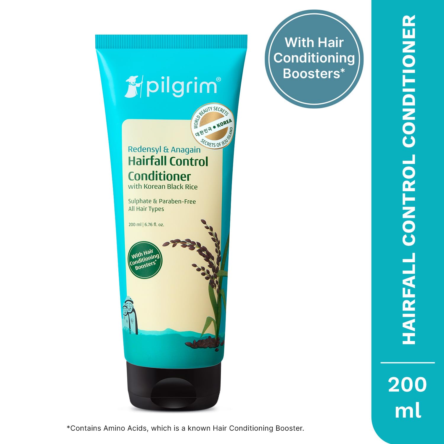 Pilgrim Anti Hairfall Conditioner with Redensyl & Anagain 200ml | Hairfall control conditioner with Black Korean Rice | Parab