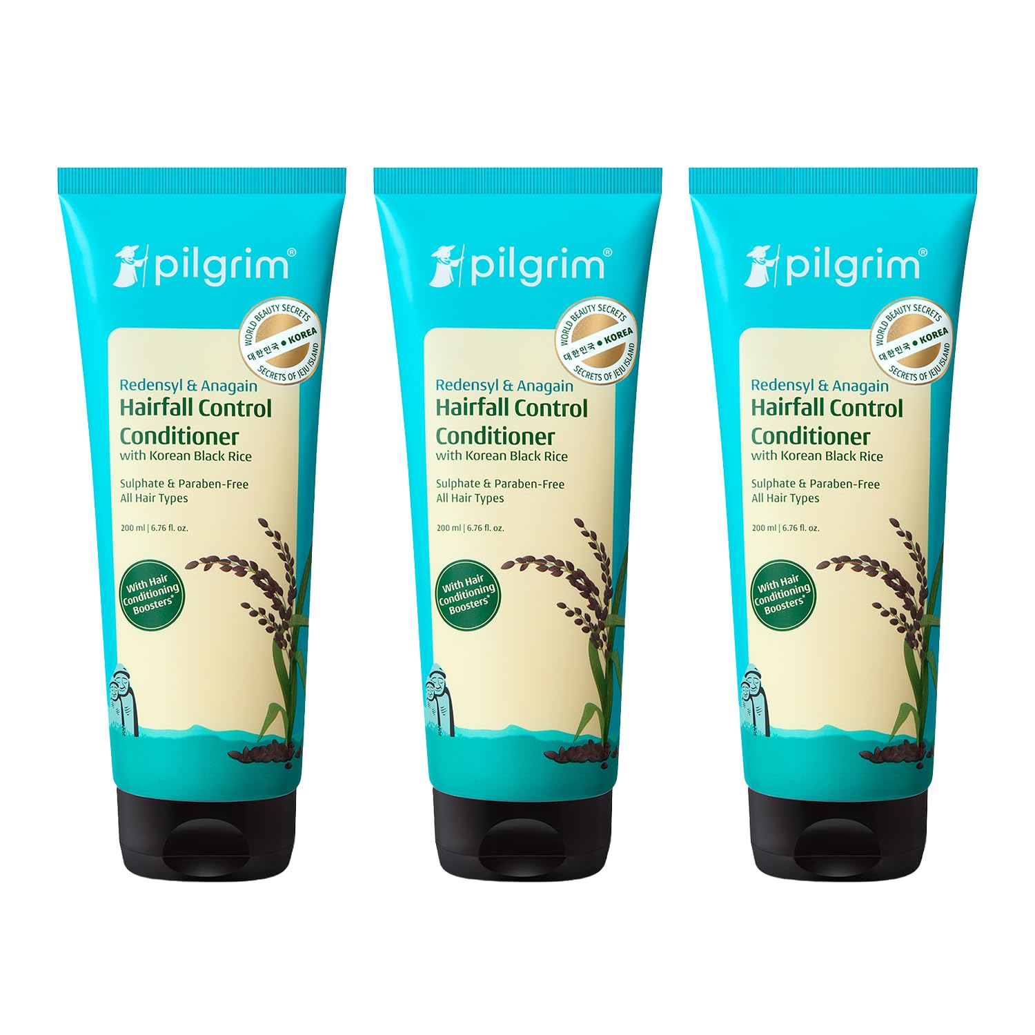 Pilgrim Anti Hairfall Conditioner with Redensyl & Anagain 200ml | Hairfall control conditioner with Black Korean Rice | Parab