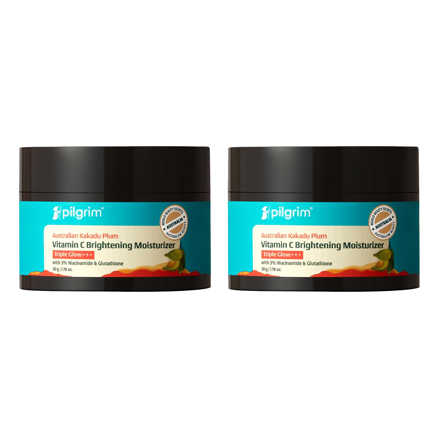 Pilgrim Australian Kakadu Plum Vitamin C Face Moisturizer with Niacinamide for Glowing Skin | Triple Glow Brightening Cream |