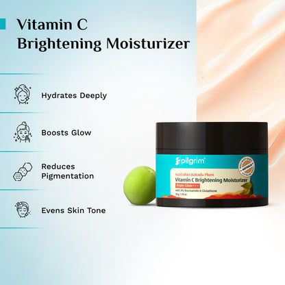 Pilgrim Australian Kakadu Plum Vitamin C Face Moisturizer with Niacinamide for Glowing Skin | Triple Glow Brightening Cream |