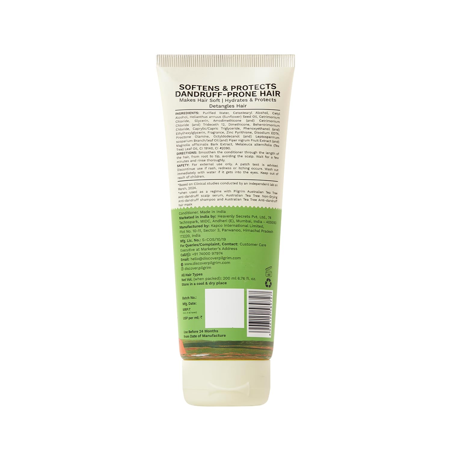 Pilgrim Australian Tea Tree Anti-Dandruff Shampoo And Conditioner, 2 Count - label detail
