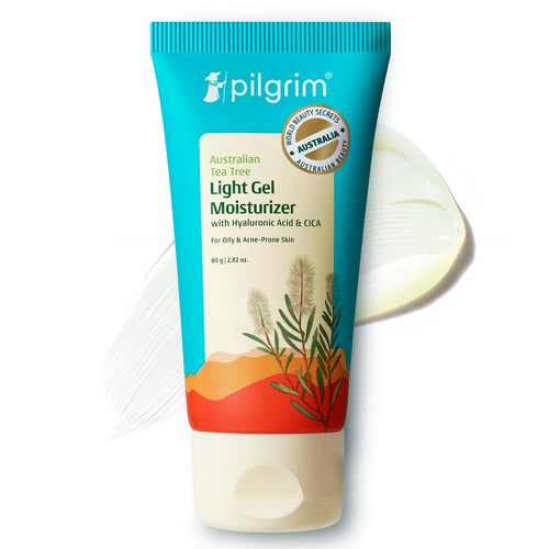 Pilgrim Australian Tea Tree Light Gel Moisturizer, 80g, with Hyaluronic Acid & CICA, for Oily & Acne-Prone Skin