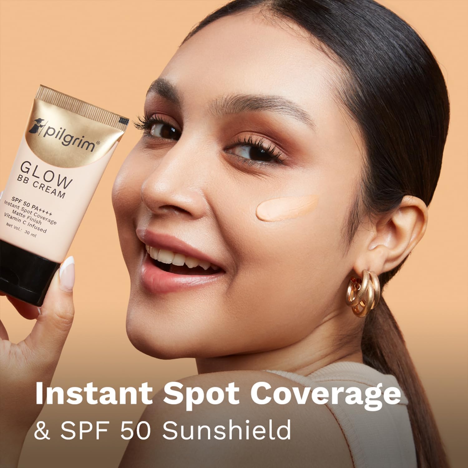 Pilgrim Beige Glow 3-In-1 Natural Bb Cream Medium Coverage For All Skin Types Spf 50 Pa++++ With Niacinamide, Hyaluronic Acid