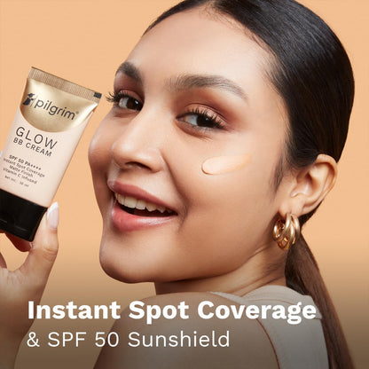 Pilgrim Beige Glow 3-In-1 Natural Bb Cream Medium Coverage For All Skin Types Spf 50 Pa++++ With Niacinamide, Hyaluronic Acid