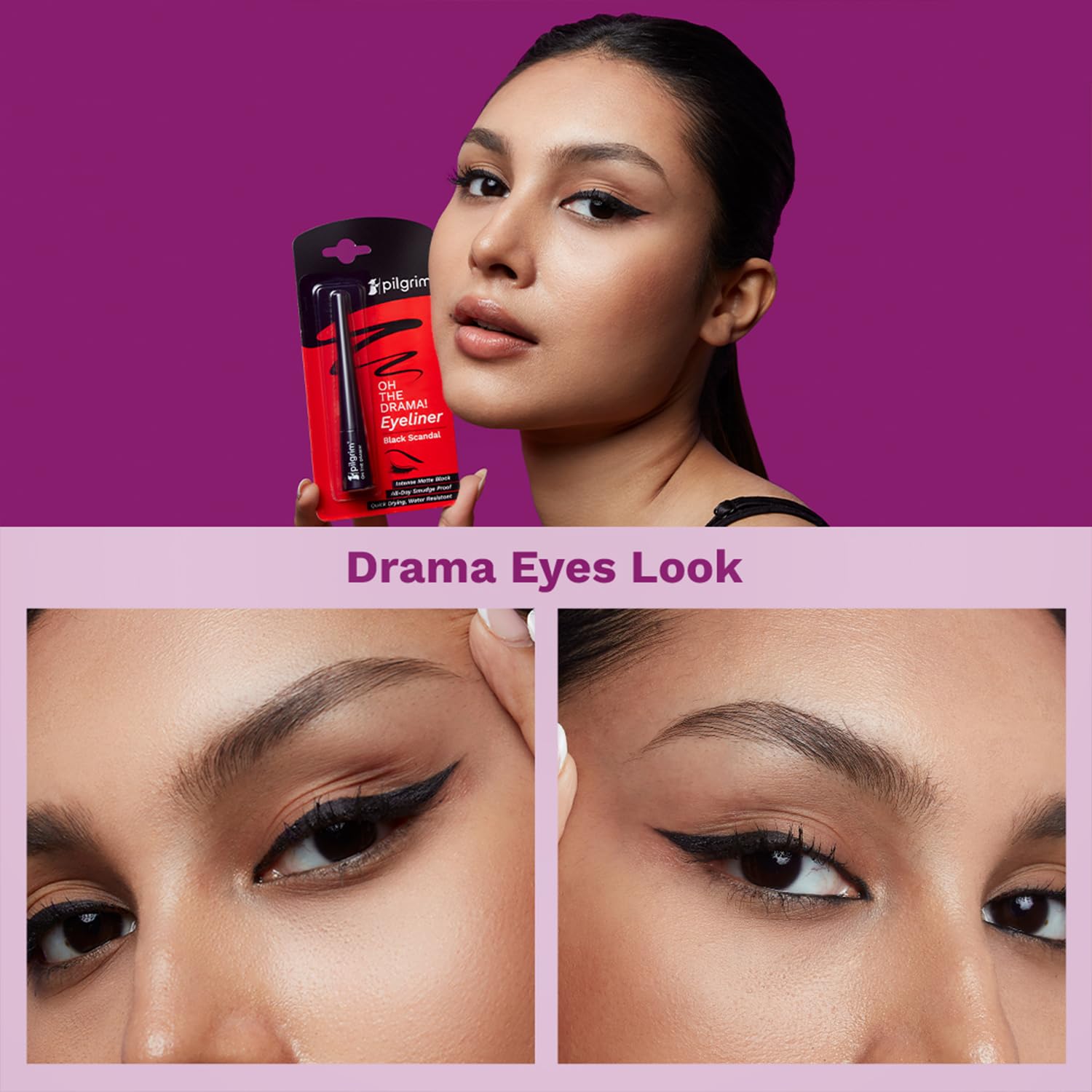 Pilgrim Black Scandal Eyeliner Pencil Intense Matte Finish Smudge-Proof Water-Resistant with Argan Oil 3.50ml - close-up deta