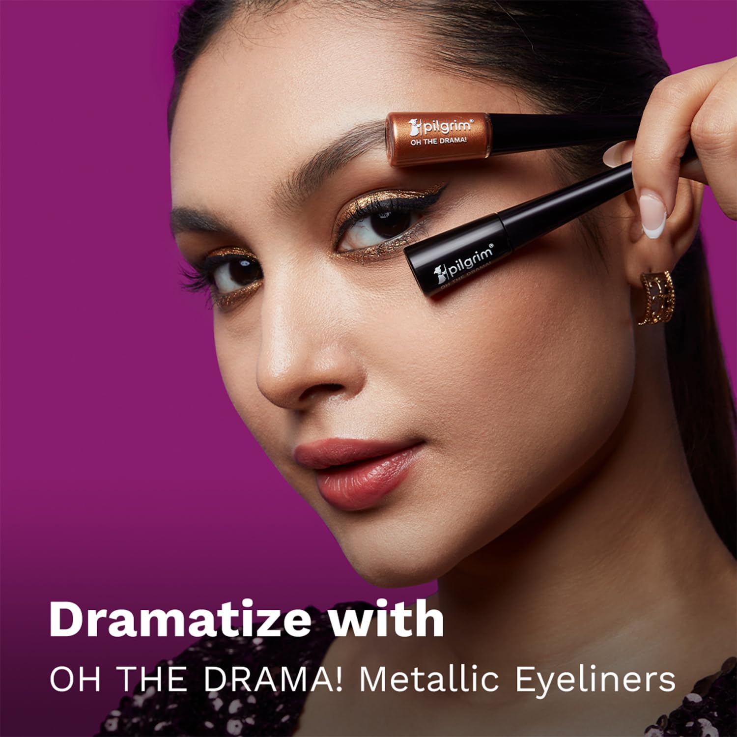 Pilgrim Black Scandal Eyeliner Pencil Intense Matte Finish Smudge-Proof Water-Resistant with Argan Oil 3.50ml - in use