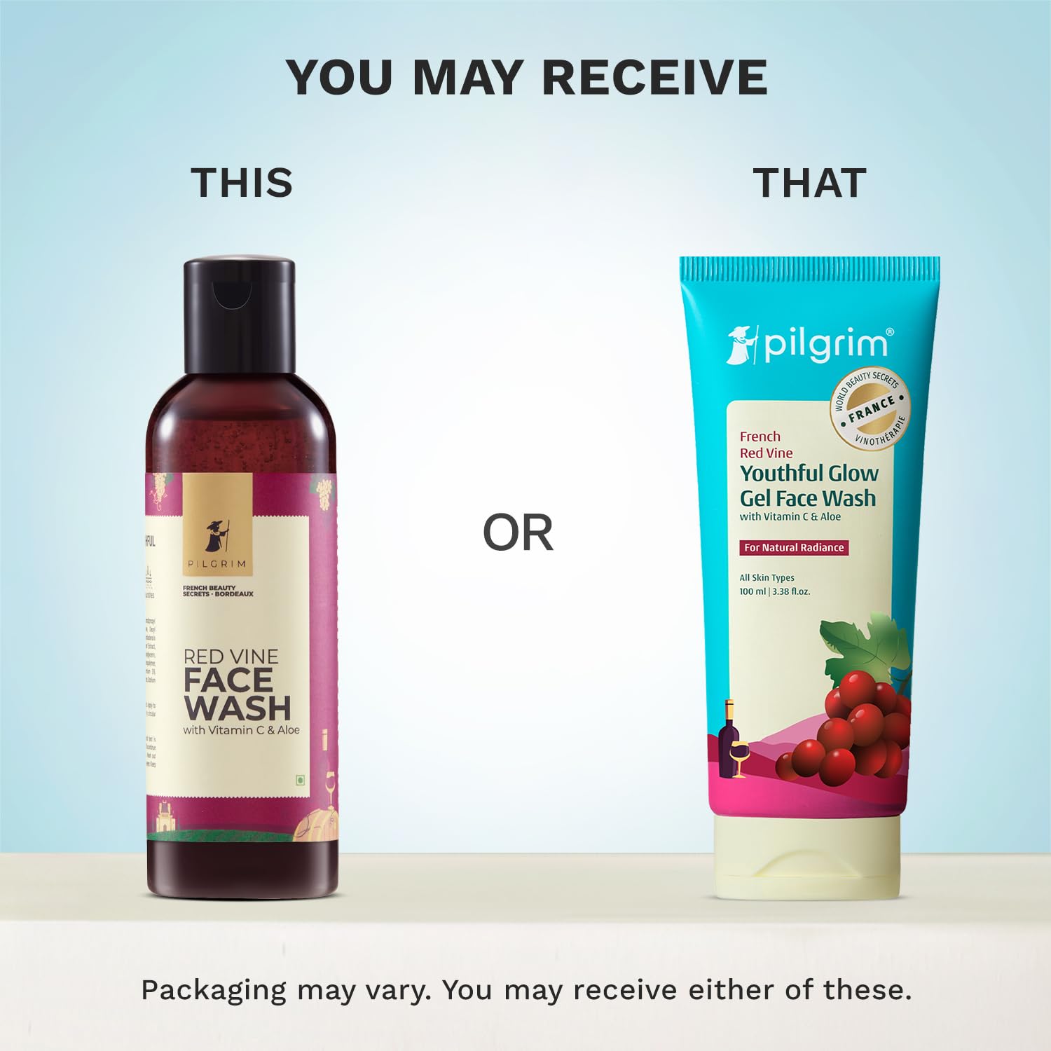 Pilgrim French Red Vine Face Wash, 100ml, Vitamin C, Aloe Vera, Unisex Adult, Paraben-Free, Sulphate-Free - front view