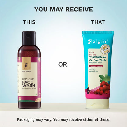 Pilgrim French Red Vine Face Wash, 100ml, Vitamin C, Aloe Vera, Unisex Adult, Paraben-Free, Sulphate-Free - front view