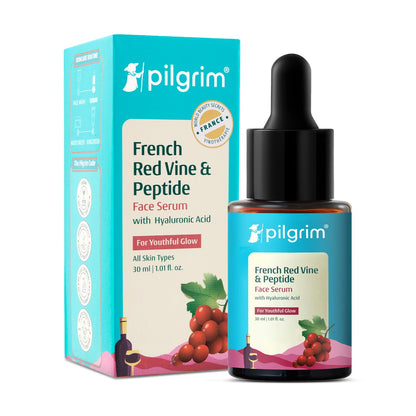 PILGRIM French Red Vine & Hyaluronic acid serum with peptides | Red vine serum for face| For women & men | All skin types | 3
