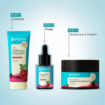 PILGRIM French Red Vine & Hyaluronic acid serum with peptides | Red vine serum for face| For women & men | All skin types | 3