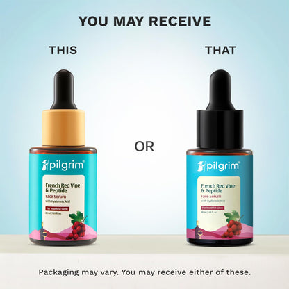 PILGRIM French Red Vine & Hyaluronic acid serum with peptides | Red vine serum for face| For women & men | All skin types | 3