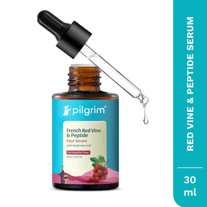PILGRIM French Red Vine & Hyaluronic acid serum with peptides | Red vine serum for face| For women & men | All skin types | 3