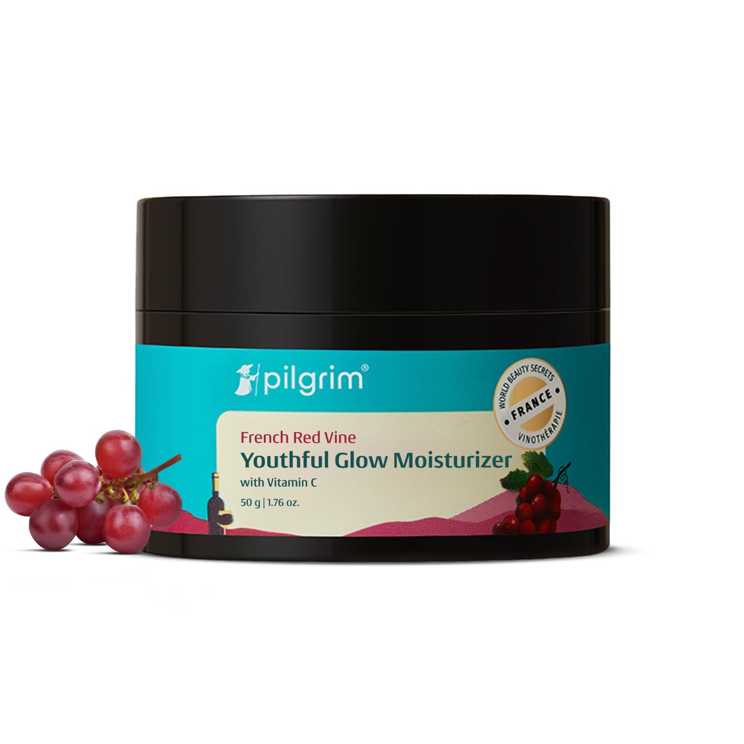 PILGRIM French Red Vine Youthful Glow Moisturizer SPF 30 with Vitamin C, Rosehip Oil For , Sun Protection PA+++, Daily Use, D