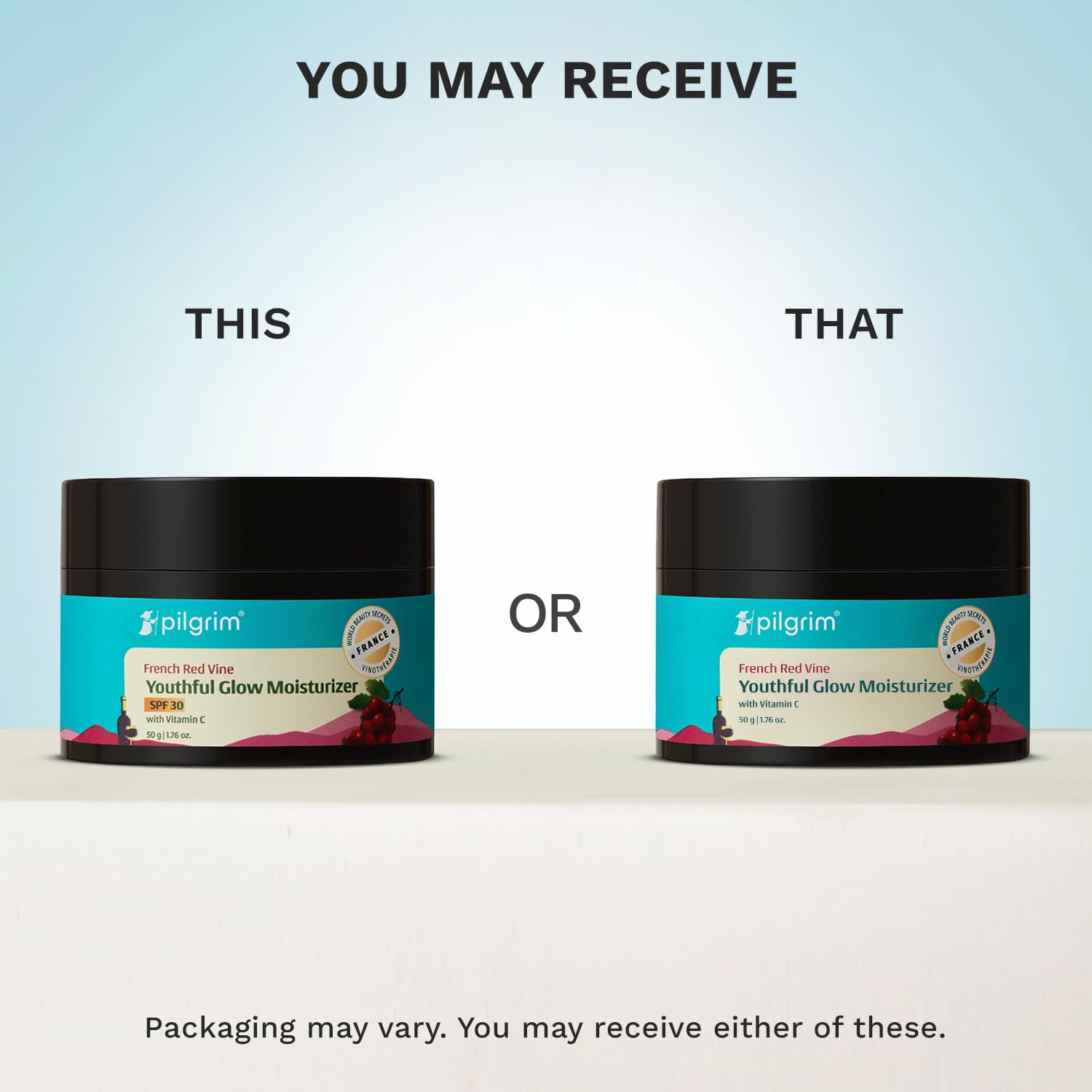 PILGRIM French Red Vine Youthful Glow Moisturizer SPF 30 with Vitamin C, Rosehip Oil For , Sun Protection PA+++, Daily Use, D
