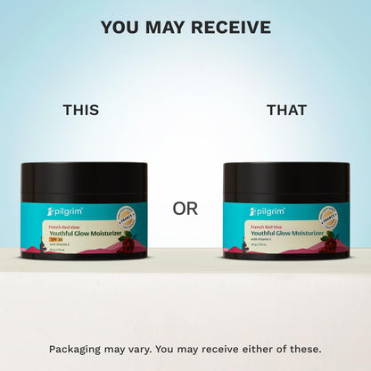 PILGRIM French Red Vine Youthful Glow Moisturizer SPF 30 with Vitamin C, Rosehip Oil For , Sun Protection PA+++, Daily Use, D