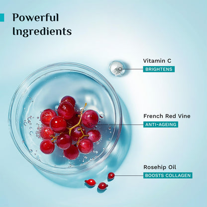 PILGRIM French Red Vine Youthful Glow Moisturizer SPF 30 with Vitamin C, Rosehip Oil For , Sun Protection PA+++, Daily Use, D