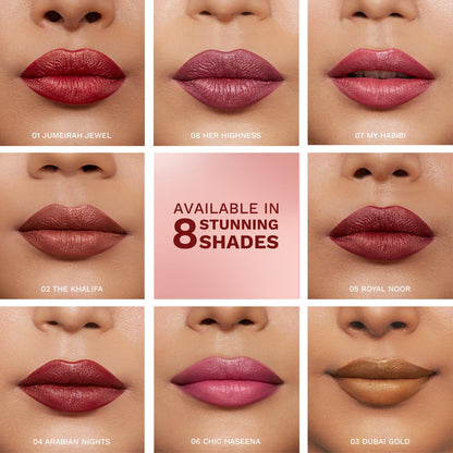 Pilgrim Glitter Lipstick For Women 4.2gm | Dubai Luxe Lifestyle - Chic Haseena Shade | Lipstick Infused with Vitamin E & Oliv