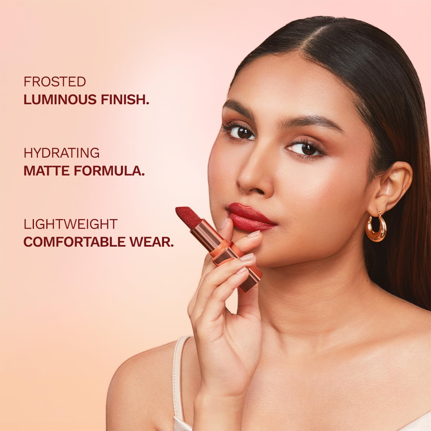 Pilgrim Glitter Lipstick For Women 4.2gm | Dubai Luxe Lifestyle - Chic Haseena Shade | Lipstick Infused with Vitamin E & Oliv