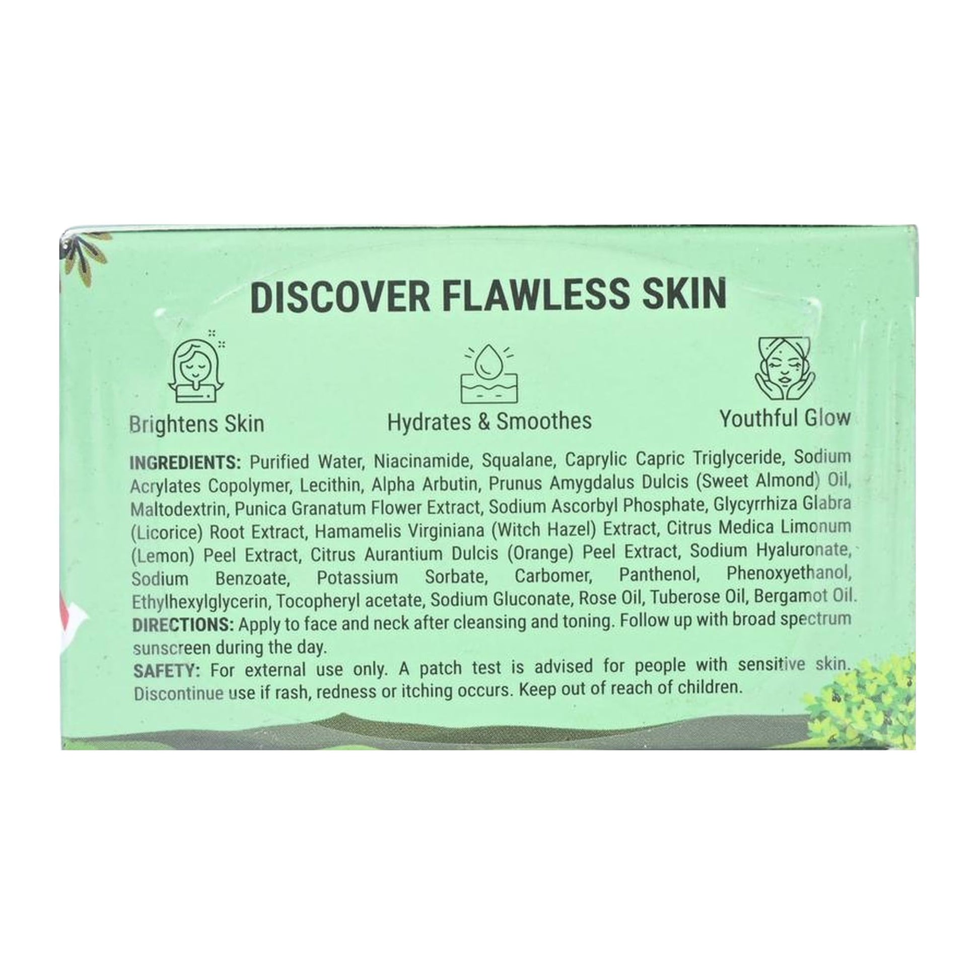 Pilgrim Glow Moisturizer For Face With Niacinamide & Vitamin C Non-Greasy 50.0 nos Box - back view