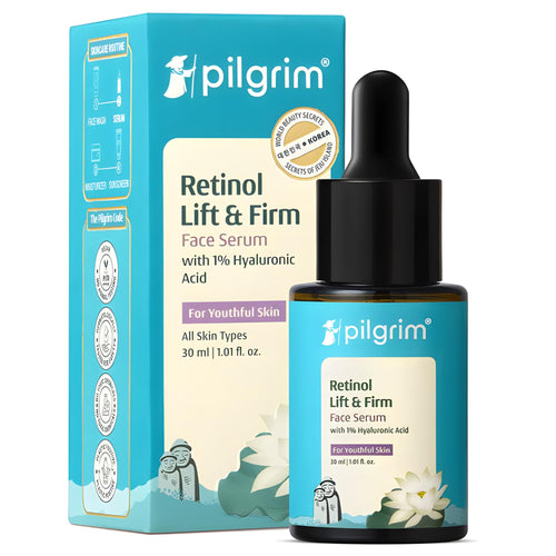 PILGRIM Korean 0.5% Retinol & 1% Hyaluronic Acid Lift & Firm Serum | Retinol serum for face| Reduce Fine Lines & Wrinkles|For