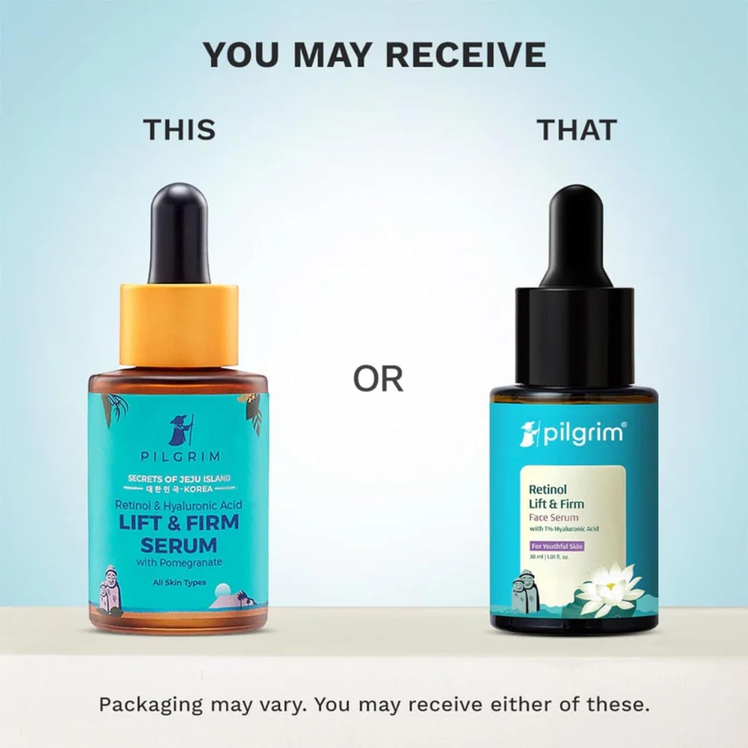 PILGRIM Korean 0.5% Retinol & 1% Hyaluronic Acid Lift & Firm Serum | Retinol serum for face| Reduce Fine Lines & Wrinkles|For