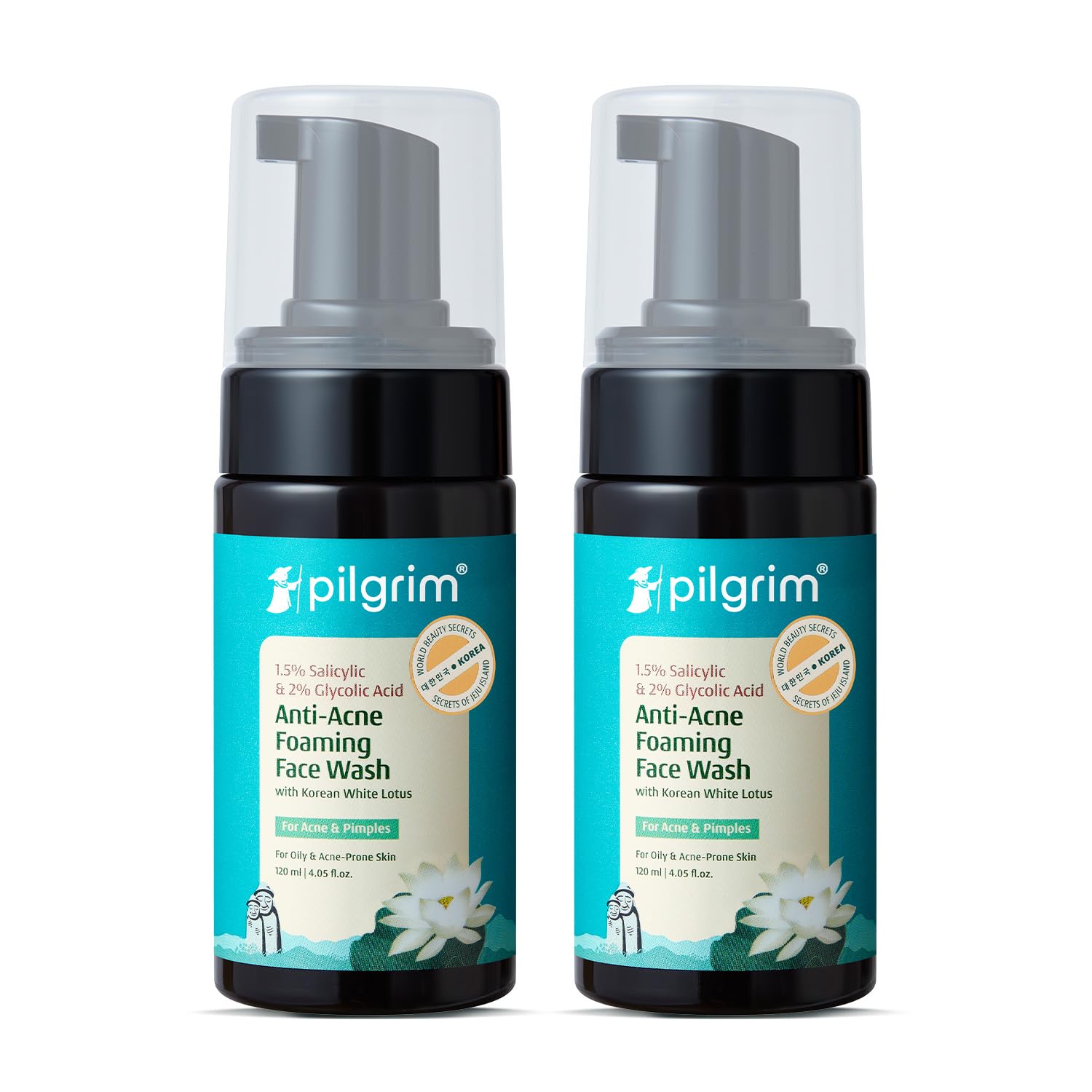 Pilgrim Korean 1.5% Salicylic(Bha) & 2% Glycolic Acid(Aha) Foaming Face Wash For Oily & Acne-Prone Skin | Glycolic & Salicyli