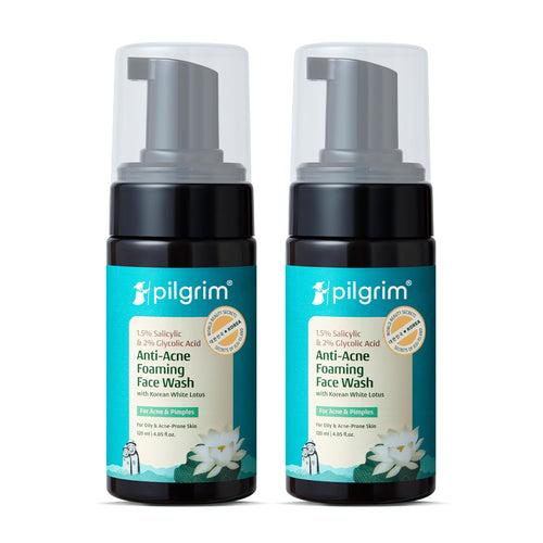 Pilgrim Korean 1.5% Salicylic(Bha) & 2% Glycolic Acid(Aha) Foaming Face Wash For Oily & Acne-Prone Skin | Glycolic & Salicyli